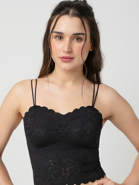 Iris Floarl Lace Camisole | Sweetheart Neck With Light Padding