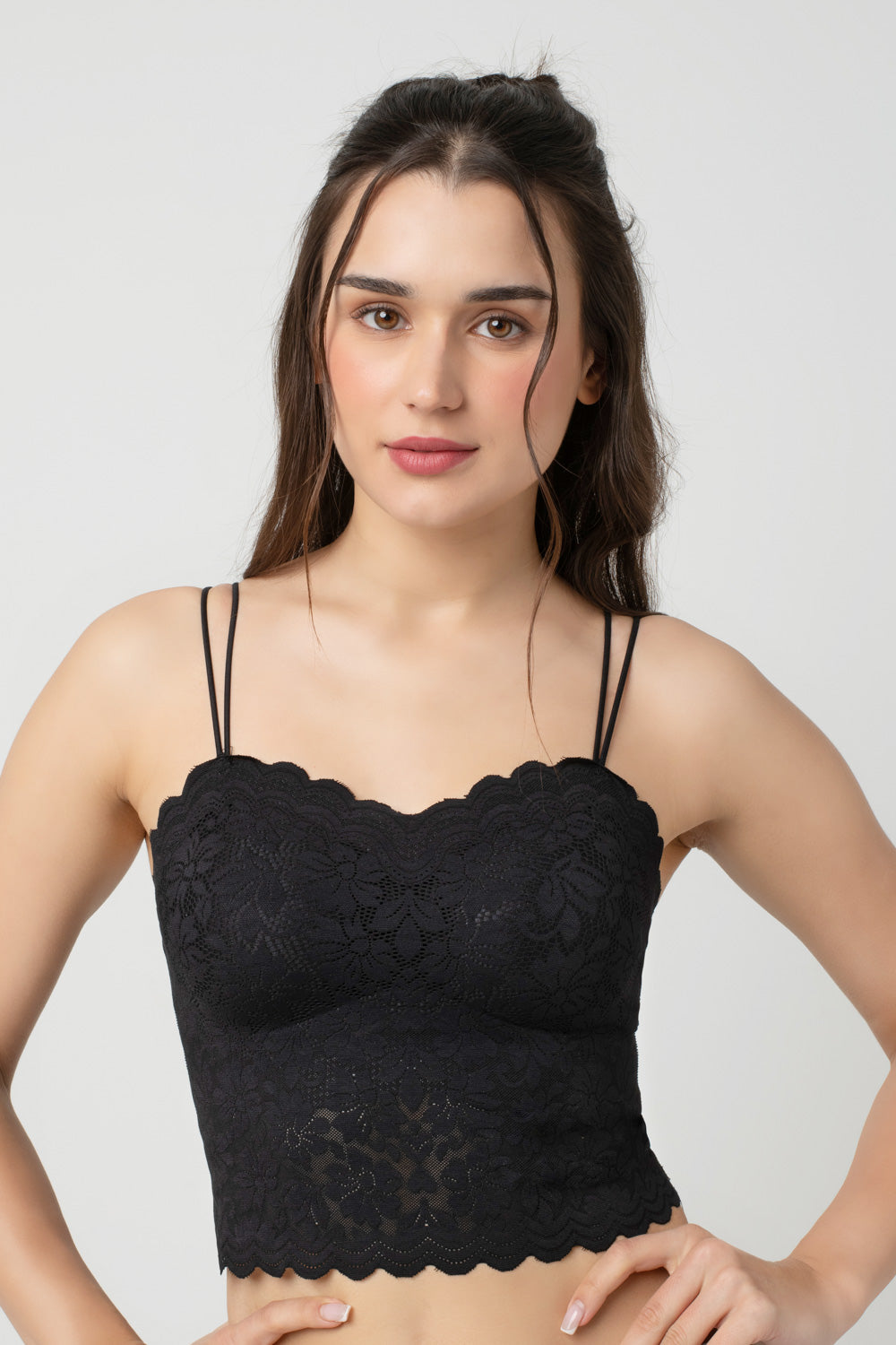 Iris Floarl Lace Camisole | Sweetheart Neck With Light Padding