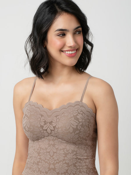 Iris Floarl Lace Camisole | Sweetheart Neck With Light Padding