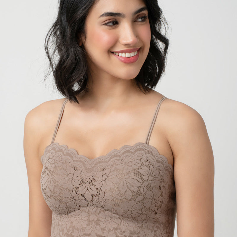 Iris Floarl Lace Camisole | Sweetheart Neck With Light Padding