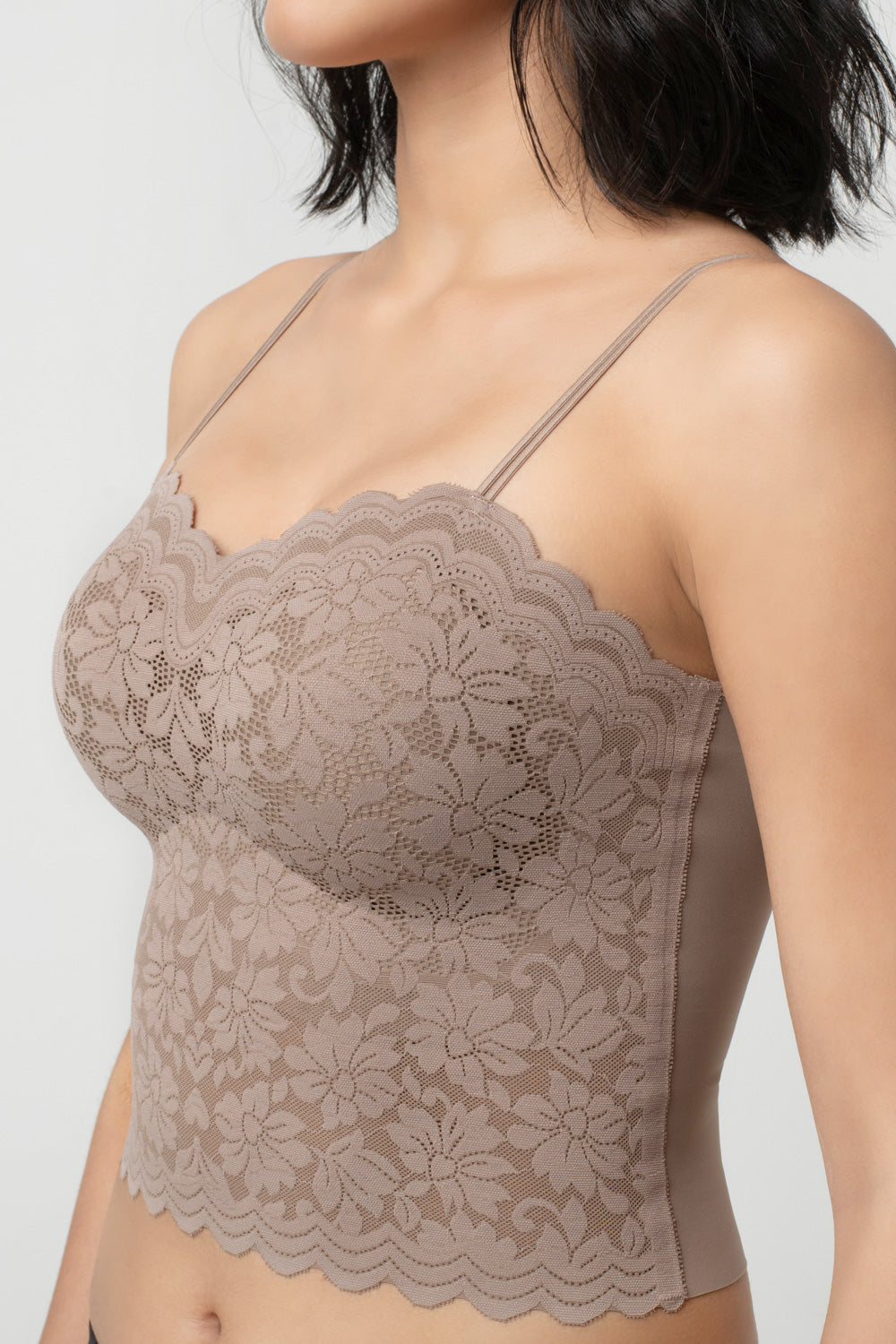 Iris Floarl Lace Camisole | Sweetheart Neck With Light Padding