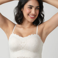 Iris Floarl Lace Camisole | Sweetheart Neck With Light Padding
