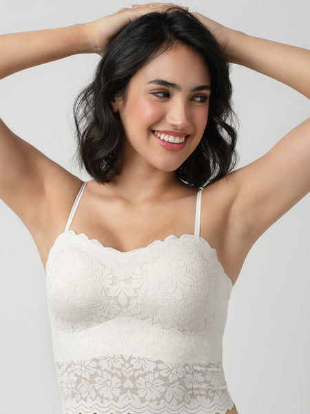 Iris Floarl Lace Camisole | Sweetheart Neck With Light Padding