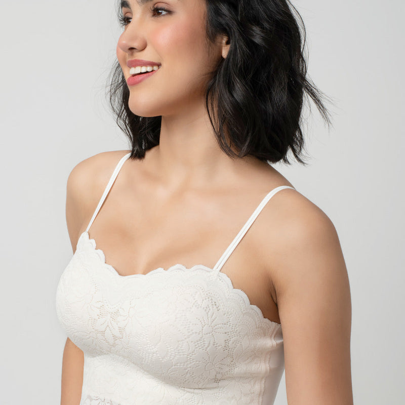 Iris Floarl Lace Camisole | Sweetheart Neck With Light Padding