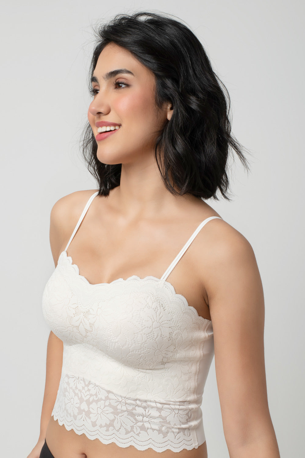Iris Floarl Lace Camisole | Sweetheart Neck With Light Padding