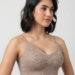 Claire Leafy Lace Camisole | V-Neck with Light Padding