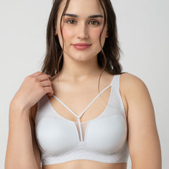 LIV | Strappy Front Detail Bra – Full Coverage, Plunge Neck, Lightweight & Supportive br