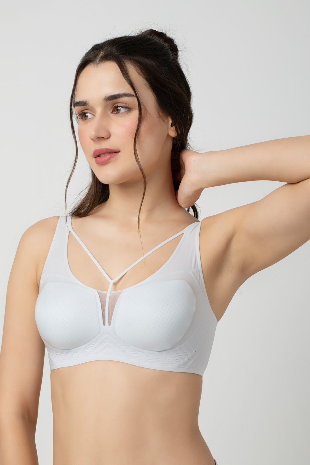 LIV | Strappy Front Detail Bra – Full Coverage, Plunge Neck, Lightweight & Supportive br