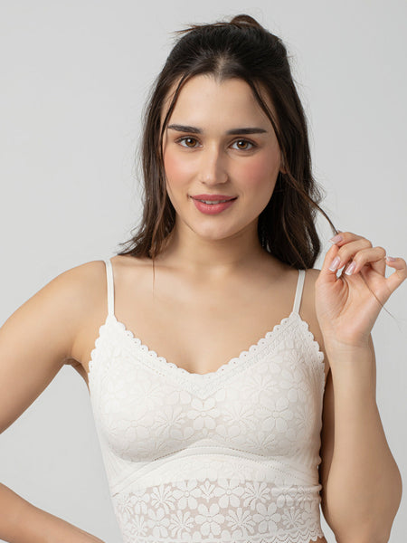 Claire Leafy Lace Camisole | V-Neck with Light Padding