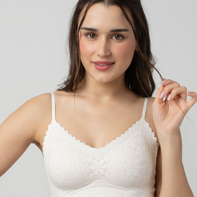 Claire Leafy Lace Camisole | V-Neck with Light Padding