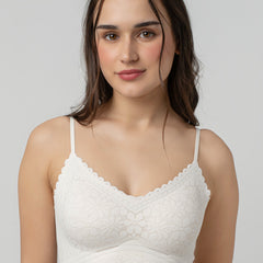 Claire Leafy Lace Camisole | V-Neck with Light Padding