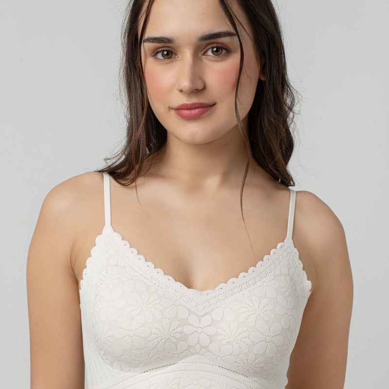 Claire Leafy Lace Camisole | V-Neck with Light Padding