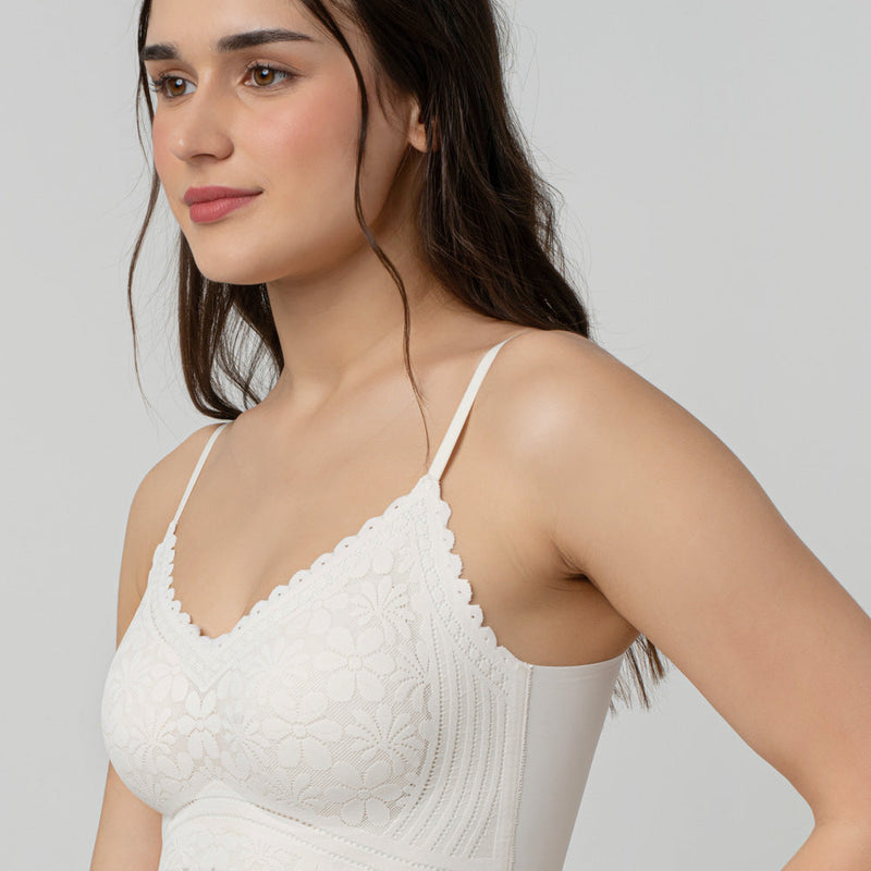 Claire Leafy Lace Camisole | V-Neck with Light Padding