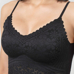 Claire Leafy Lace Camisole | V-Neck with Light Padding