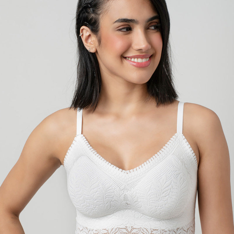 Ava Leafy Lace Camisole | V-Neck with Light Padding