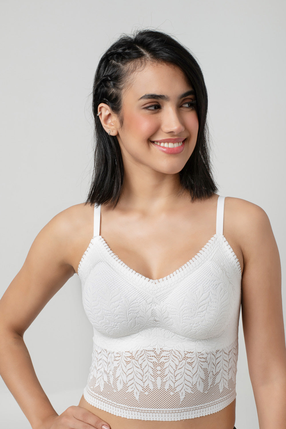 Ava Leafy Lace Camisole | V-Neck with Light Padding