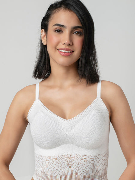 Ava Leafy Lace Camisole | V-Neck with Light Padding