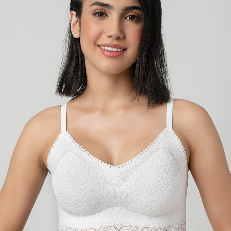 Ava Leafy Lace Camisole | V-Neck with Light Padding