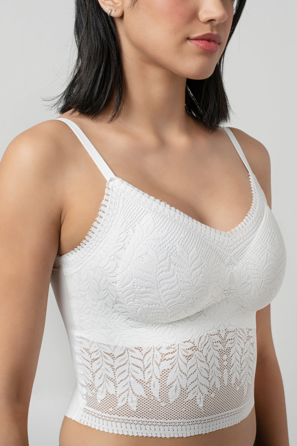 Ava Leafy Lace Camisole | V-Neck with Light Padding