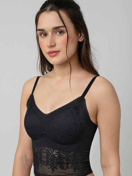 Ava Leafy Lace Camisole | V-Neck with Light Padding