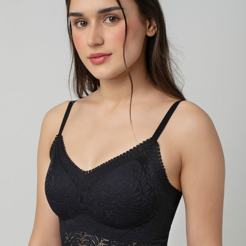 Ava Leafy Lace Camisole | V-Neck with Light Padding