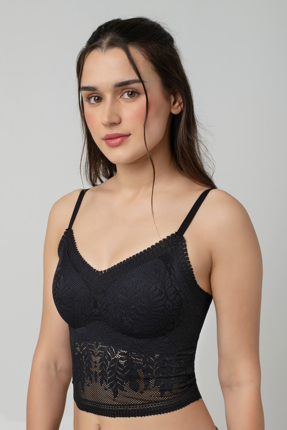 Ava Leafy Lace Camisole | V-Neck with Light Padding