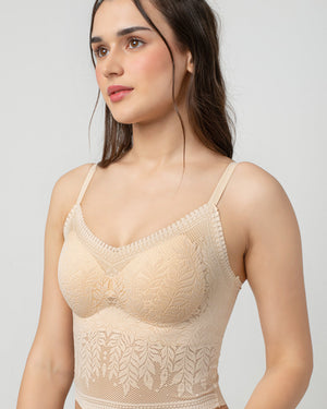 Ava Leafy Lace Camisole | V-Neck with Light Padding