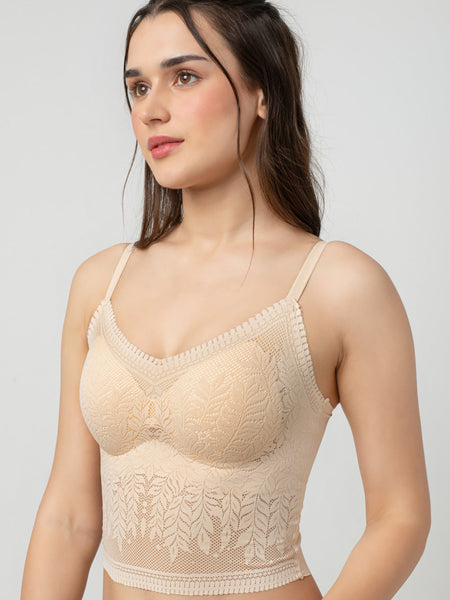 Ava Leafy Lace Camisole | V-Neck with Light Padding