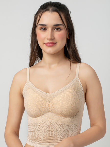 Ava Leafy Lace Camisole | V-Neck with Light Padding