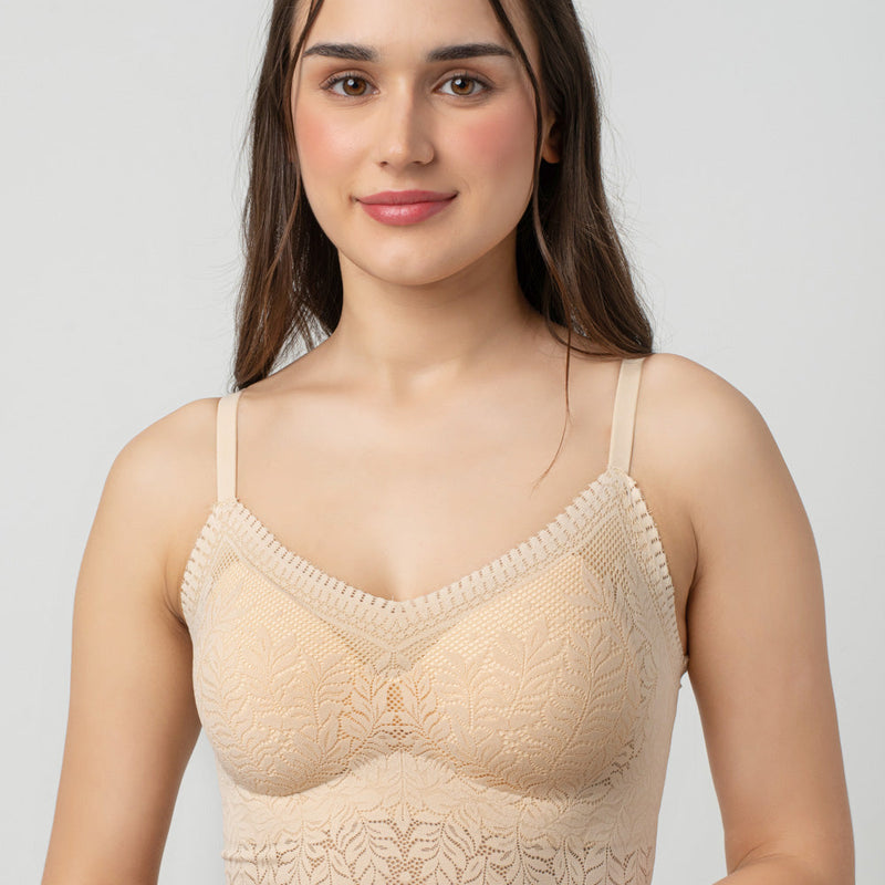 Ava Leafy Lace Camisole | V-Neck with Light Padding