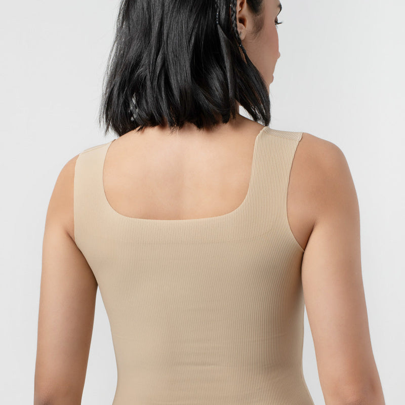 Treven Square-Neck Camisole | Striped Textured Top