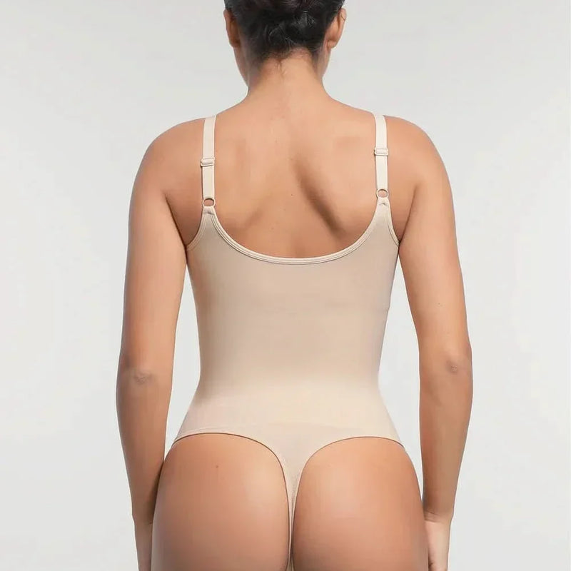 Built-in Bra Waist and Tummy Control Thong Bodysuit