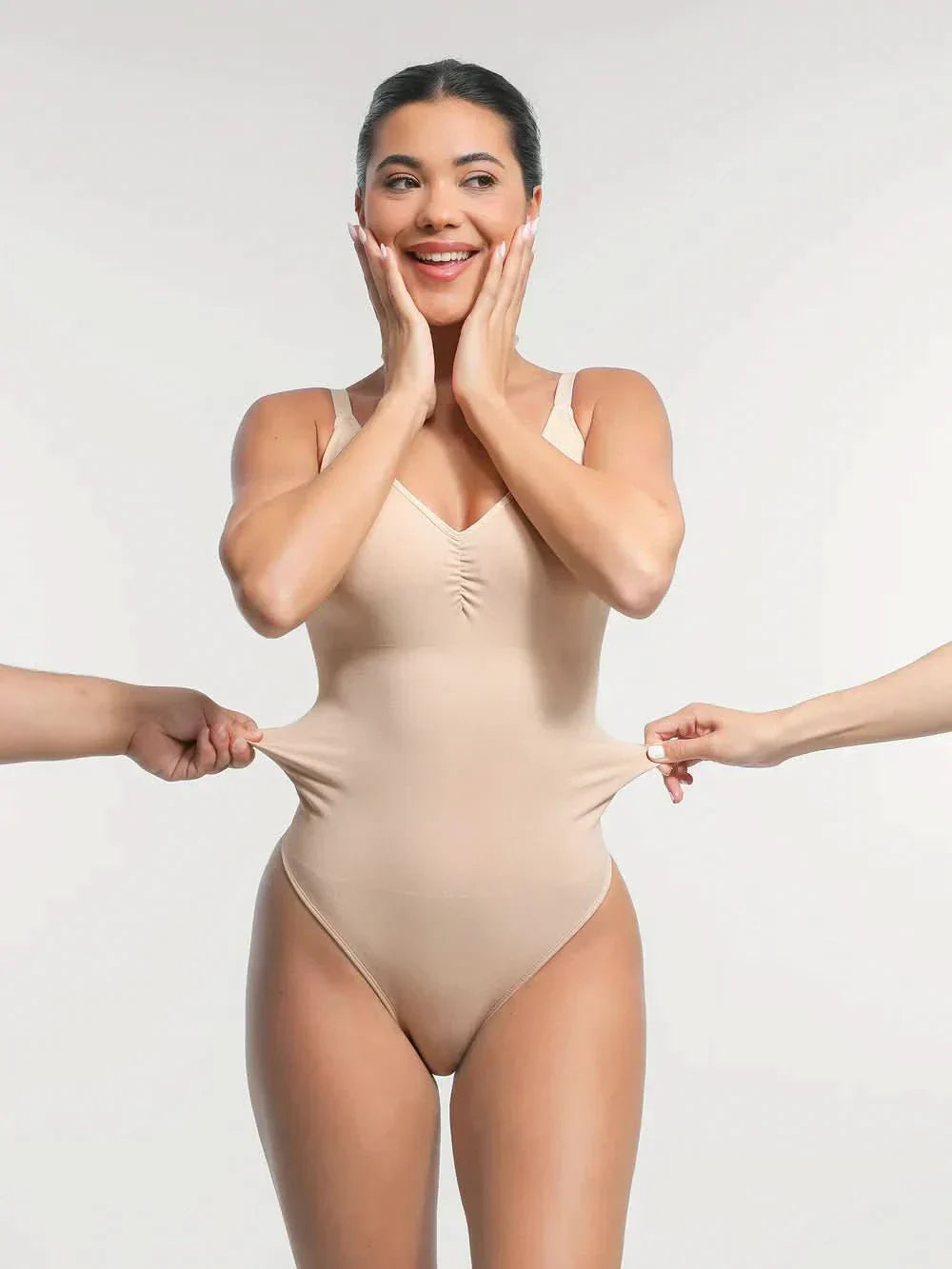 Built-in Bra Waist and Tummy Control Thong Bodysuit
