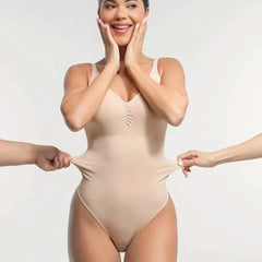 Built-in Bra Waist and Tummy Control Thong Bodysuit