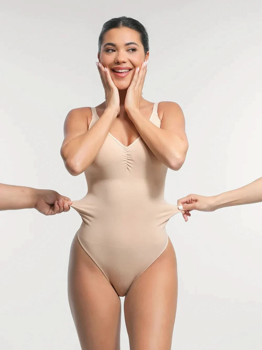 Built-in Bra Waist and Tummy Control Thong Bodysuit