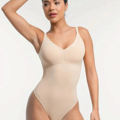 Built-in Bra Waist and Tummy Control Thong Bodysuit