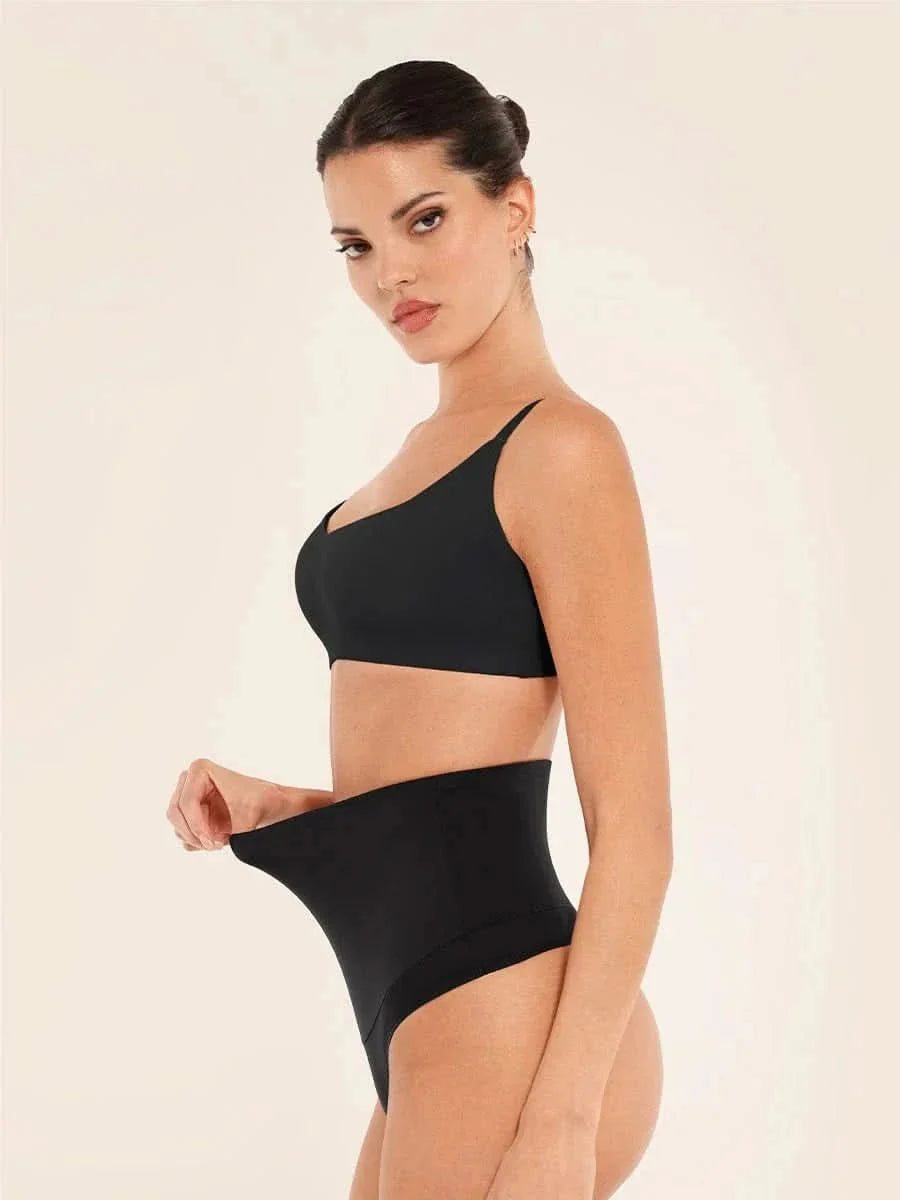 Non Padded V-Neck Bralette with Tummy Control Thong Set