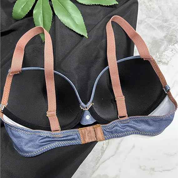Brachy Women Grey Denim Shade Medium Coverage Underwired Lightly Padded Push-Up Bra
