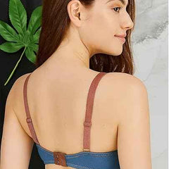 Brachy Women Blue Denim Shade Medium Coverage Underwired Lightly Padded Push-Up Bra