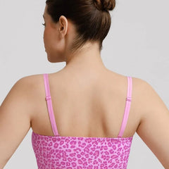 Padded Anti Slip Bandeau Bra-Pink Leopard