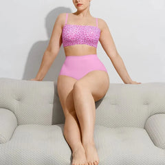 Padded Anti Slip Bandeau Bra-Pink Leopard