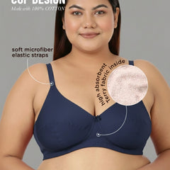 Blossom Magna Fit -  Plus Size Support Bra with Full Coverage and Terry Fabric Lining