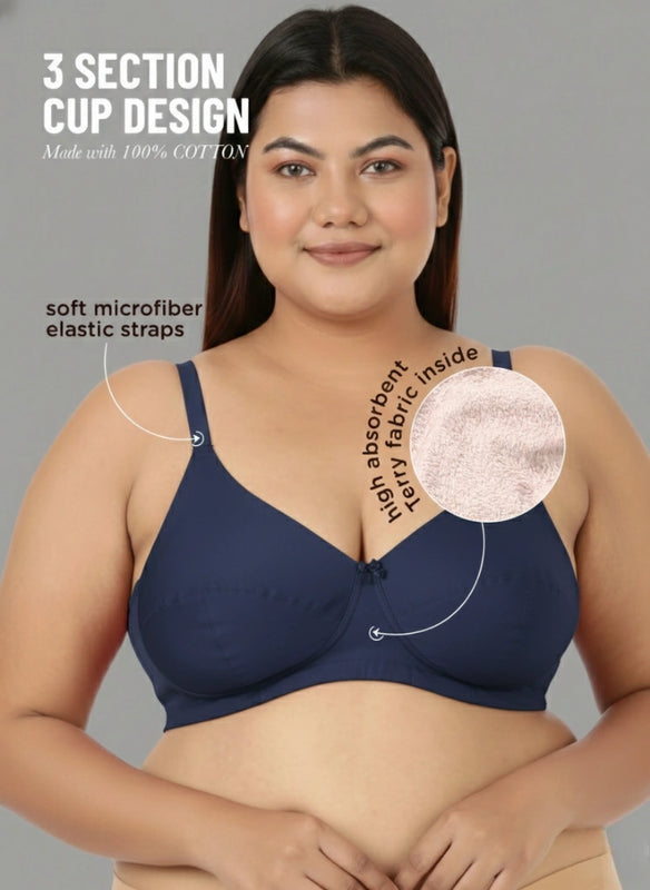 Blossom Magna Fit -  Plus Size Support Bra with Full Coverage and Terry Fabric Lining