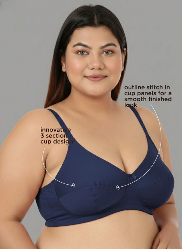 Blossom Magna Fit -  Plus Size Support Bra with Full Coverage and Terry Fabric Lining