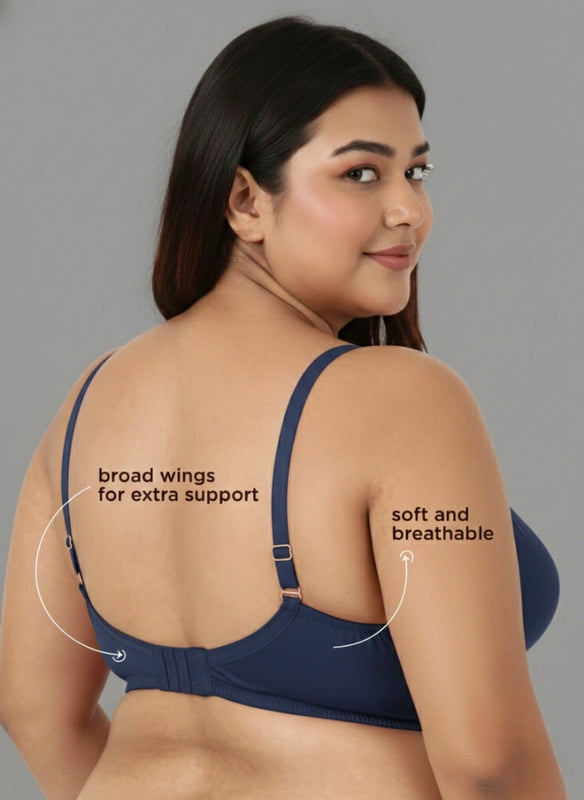 Blossom Magna Fit -  Plus Size Support Bra with Full Coverage and Terry Fabric Lining