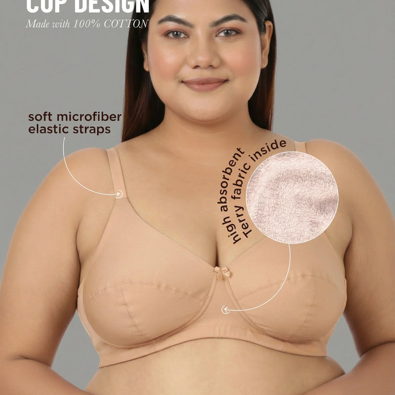 Blossom Magna Fit -  Plus Size Support Bra with Full Coverage and Terry Fabric Lining