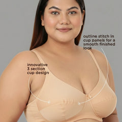 Blossom Magna Fit -  Plus Size Support Bra with Full Coverage and Terry Fabric Lining