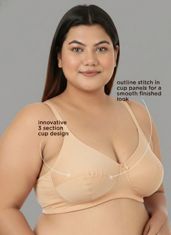 Blossom Magna Fit -  Plus Size Support Bra with Full Coverage and Terry Fabric Lining