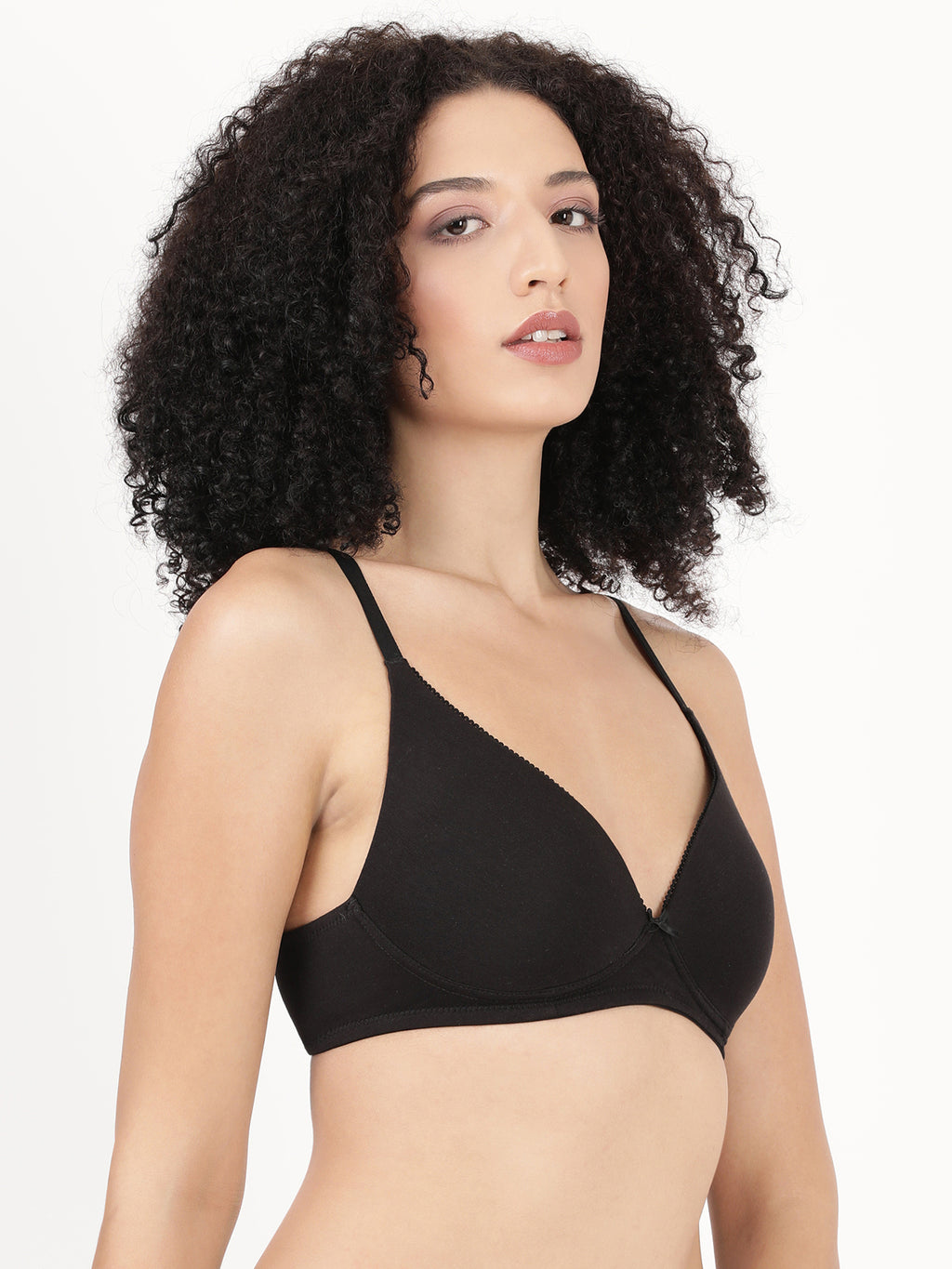 Blossom Lightly Padded Plunge Bra with Cotton Comfort, & Delicate Lace Trim_ First Touch Pad