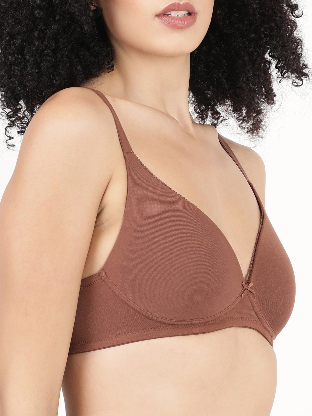 Blossom Lightly Padded Plunge Bra with Cotton Comfort, & Delicate Lace Trim_ First Touch Pad